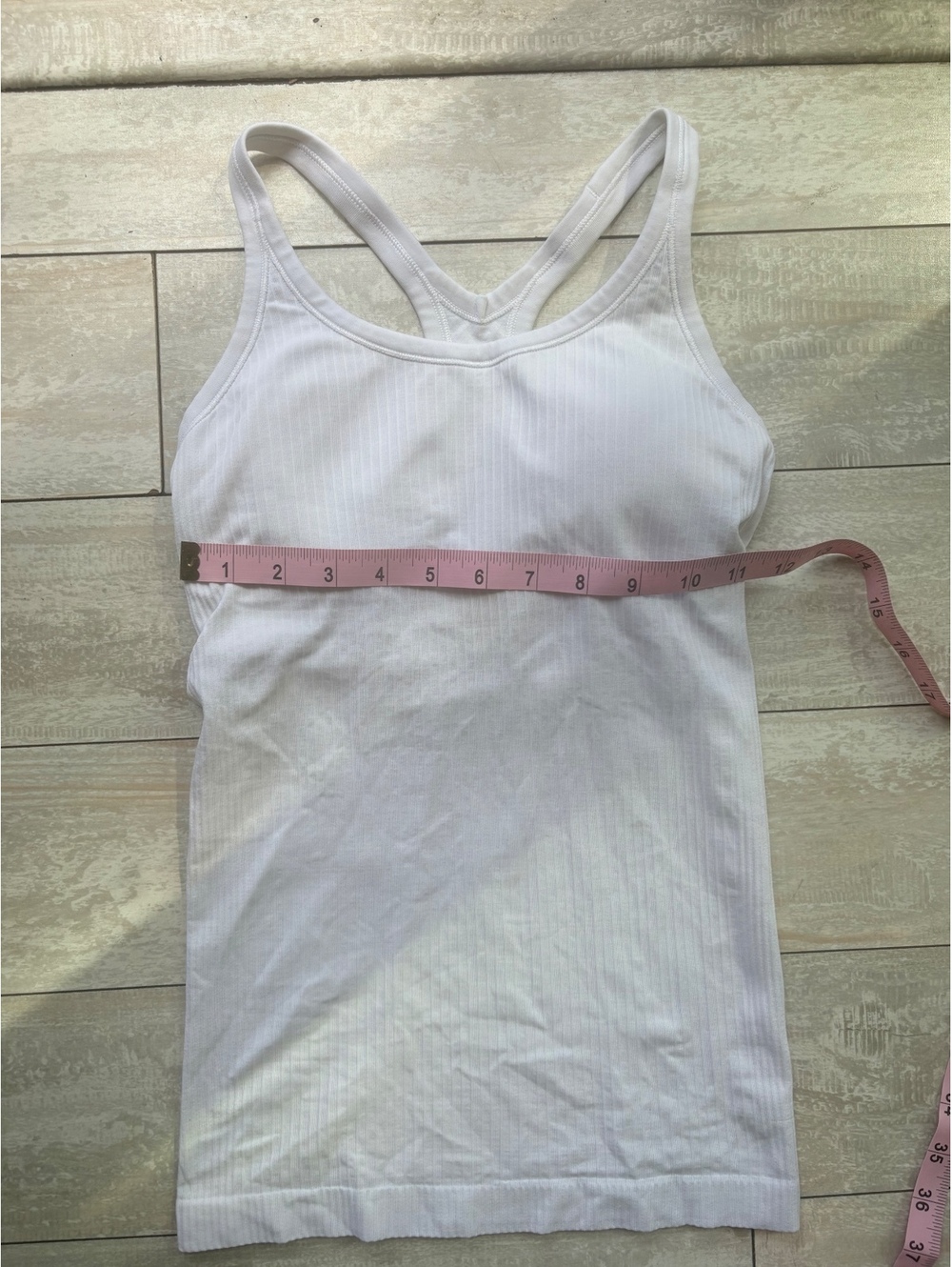 Lululemon White Ribbed Racerback Tank Top Built In Bra Size 4 - Picture 7 of 8